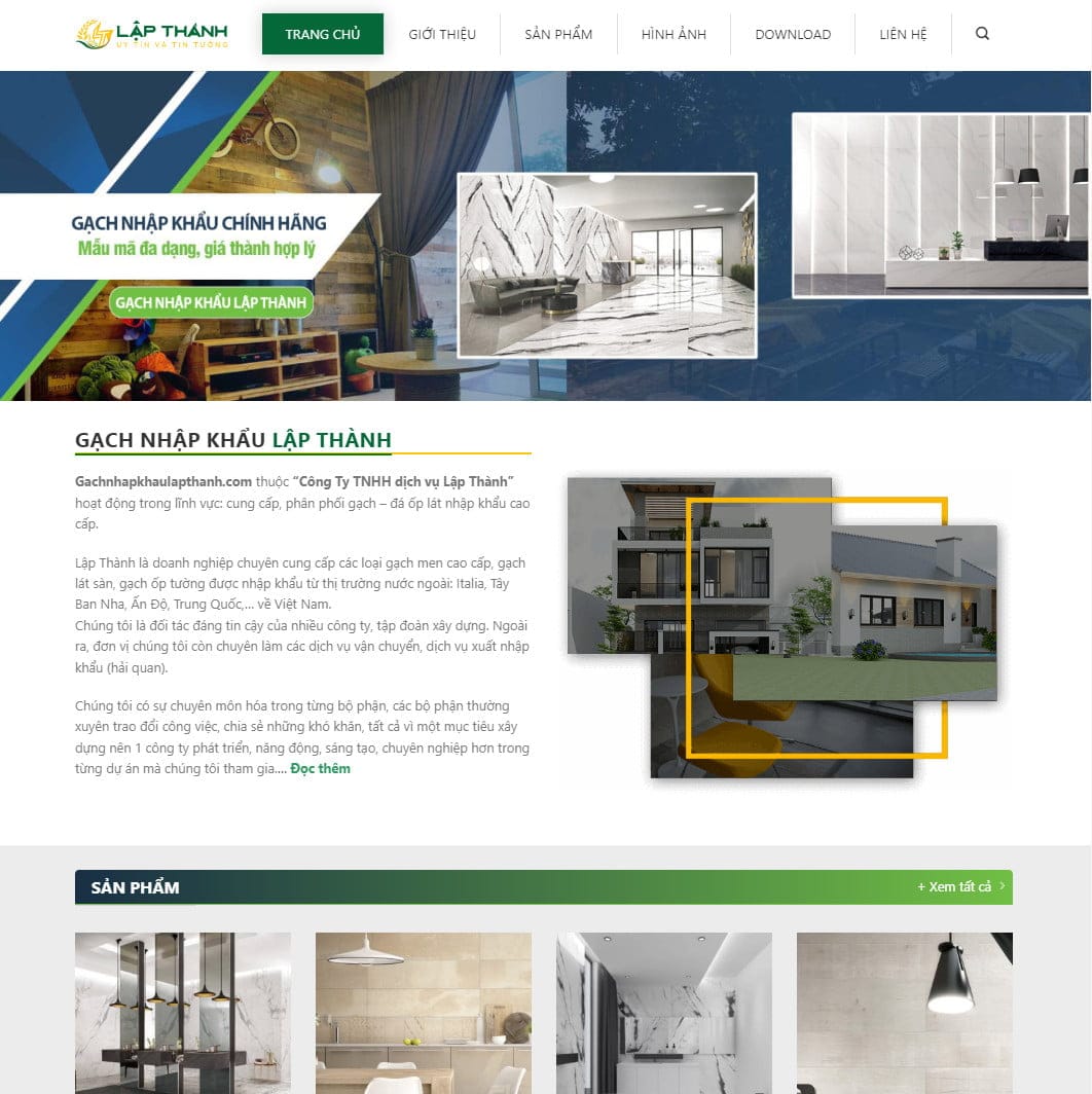 Theme wordpress bán gạch men, đá granite, đá mài