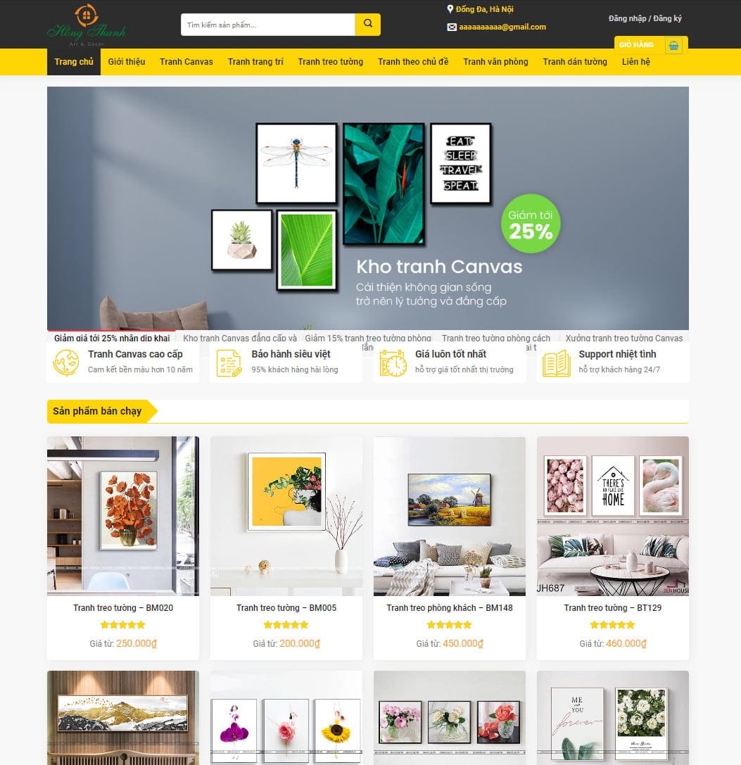Theme wordpress bán tranh treo tường, tranh động lực