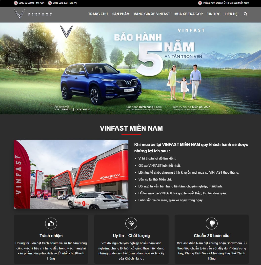 Theme wordpress bán xe vinfast 01