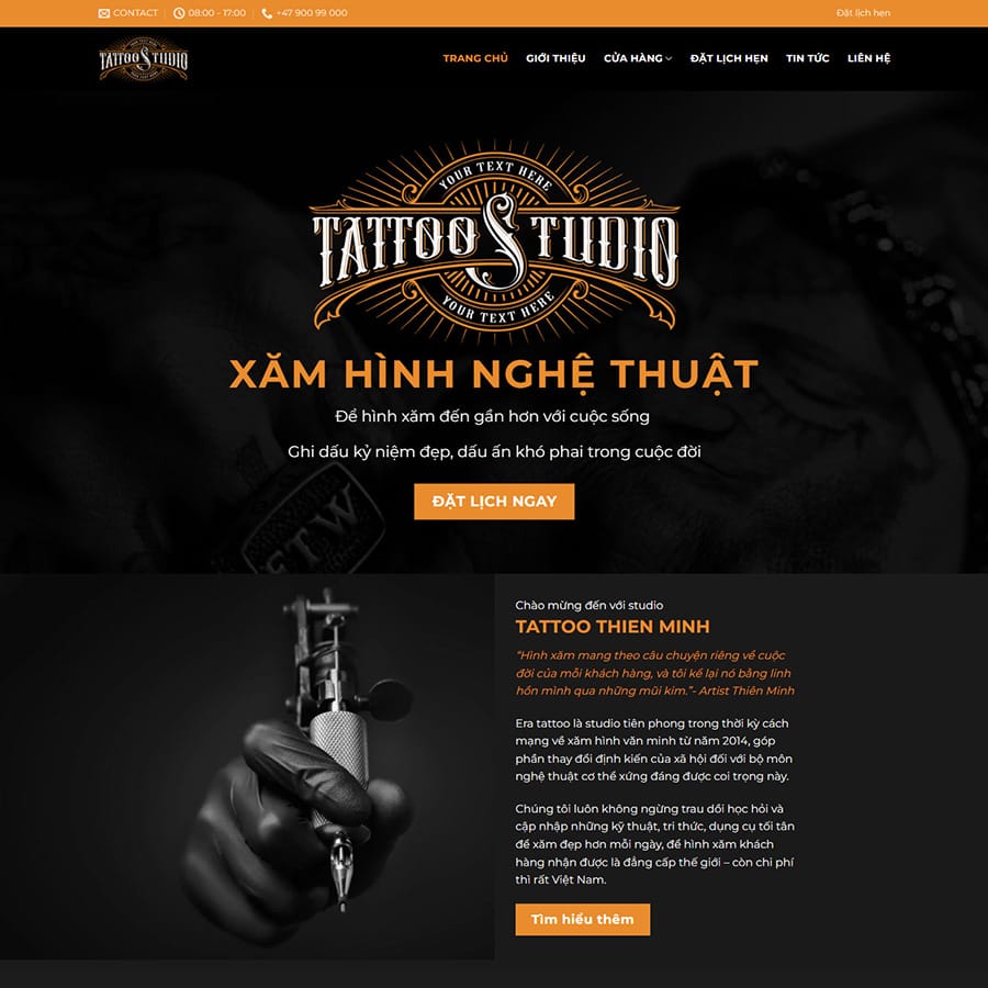 Theme wordpress cửa hàng, dịch vụ xăm