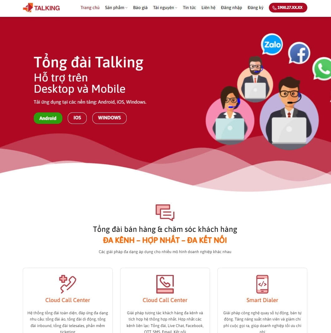 Theme wordpress dịch vụ tổng đài talking