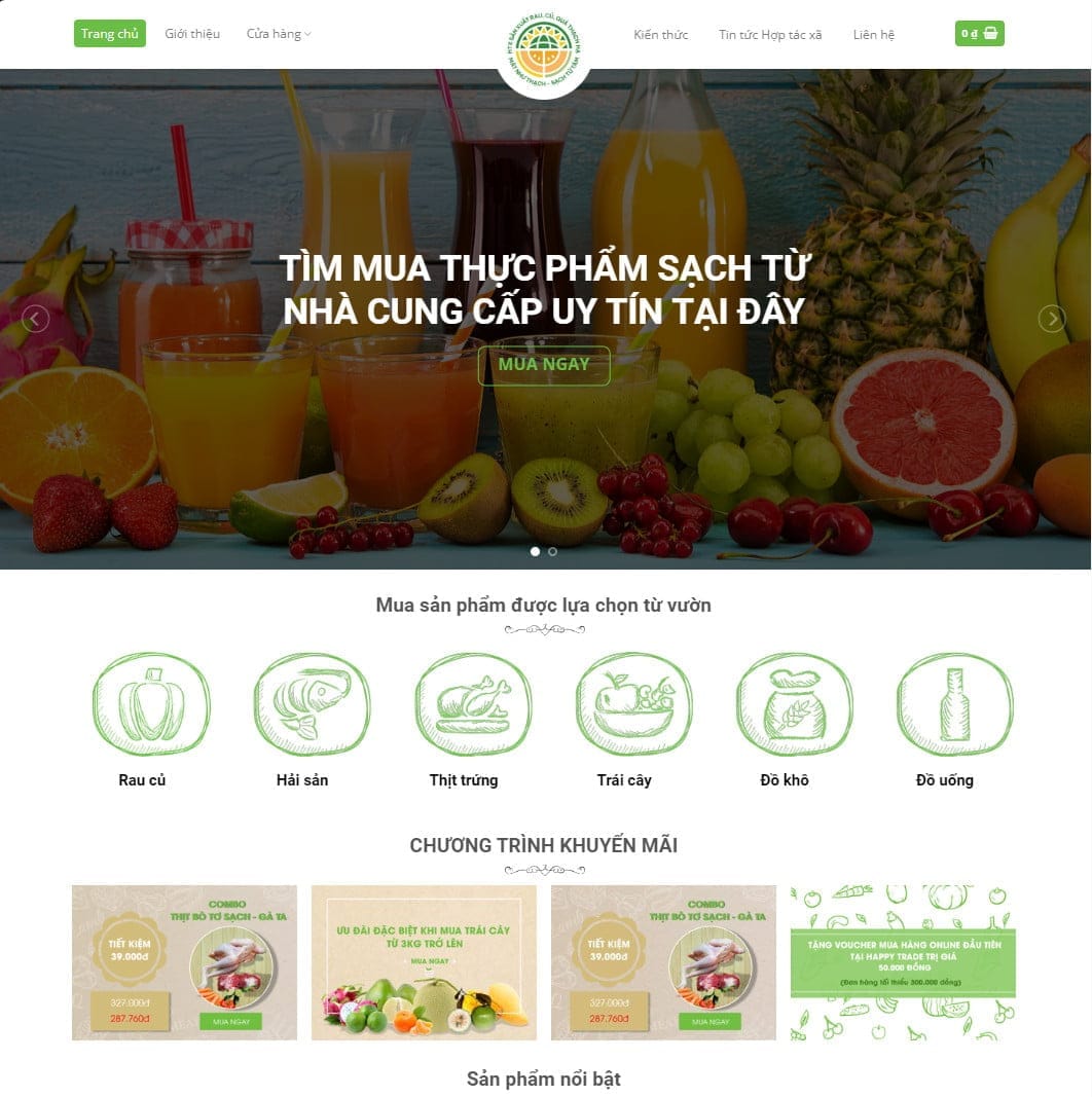 Theme wordpress nông sản 04 , thực phẩm sạch