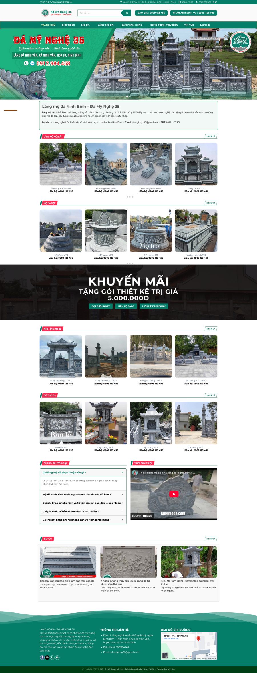 Theme wordpress giới thiệu cơ sơ làm lăng bia mộ